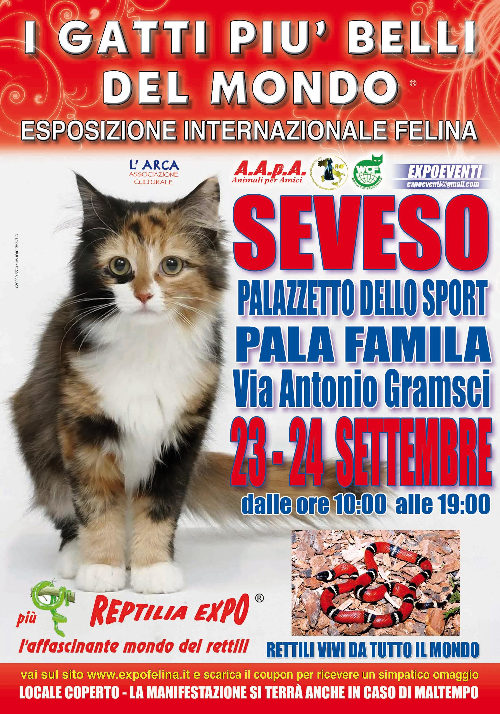 Gatti & Rettili in una accoppiata davvero singolare, a SEVESO il 23 e 24 Settembre al PalaFamila